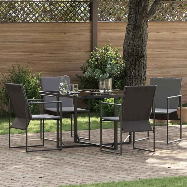 Yoreto Garden Tempered Glass Dining Table with 4 Chairs in Black