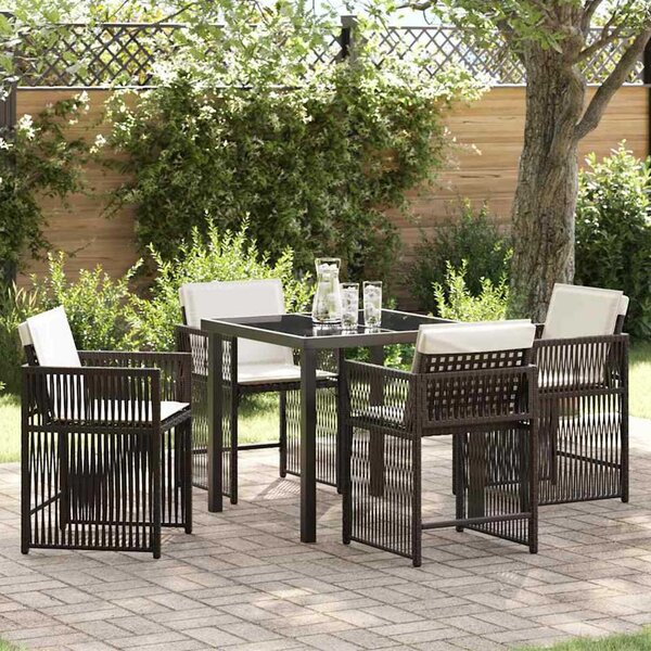 Yorex Garden Poly Rattan 80cm Dining Table with 4 Chairs in Brown