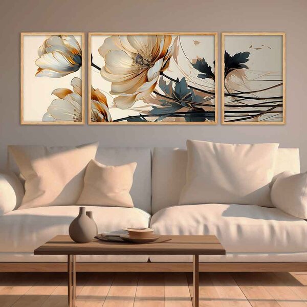 Satori Wooden Luxor Bloom Wall Frame Set of 3 in Multicolour