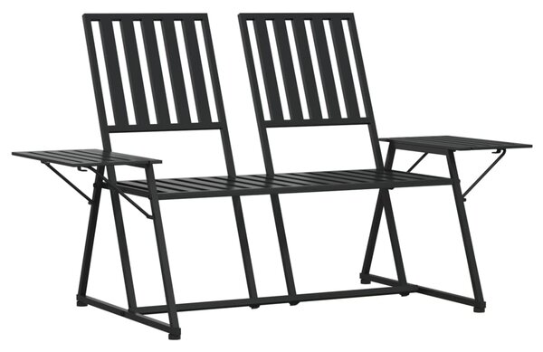 2-Seater Garden Bench 165 cm Black Steel