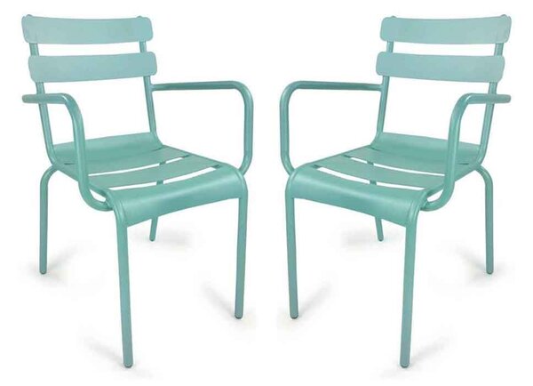 Amarillo Garden Pastel Blue Aluminium Armchair in Pair