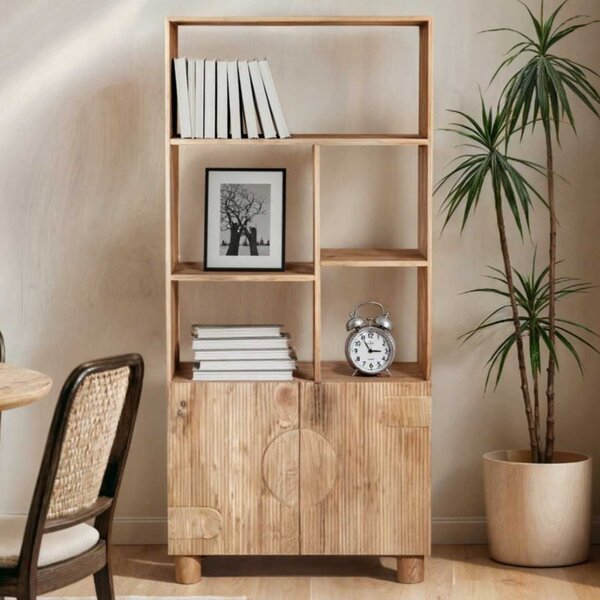 Ashford Wooden Bookcase With 2 Doors In Natural