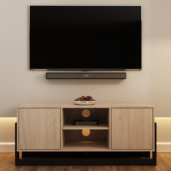 Terrell Wooden TV Stand With 2 Doors In Oak
