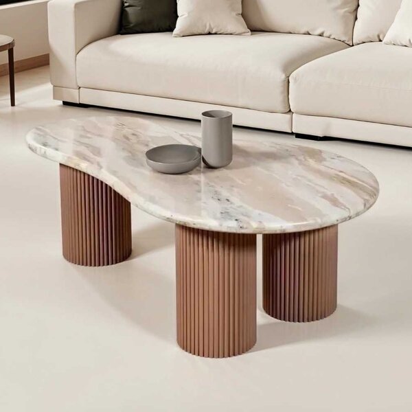 Attalla White Marble Top Coffee Table In Natural