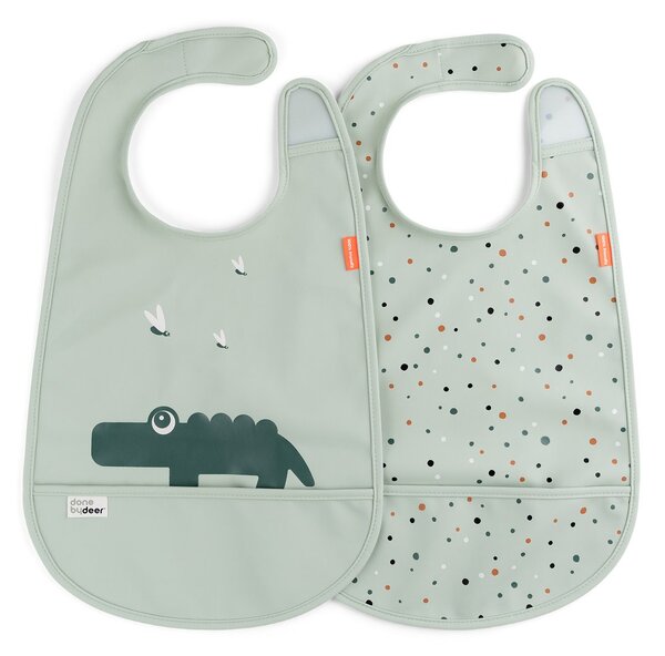 Done by deer Croco bib with Velcro 2-pack Green