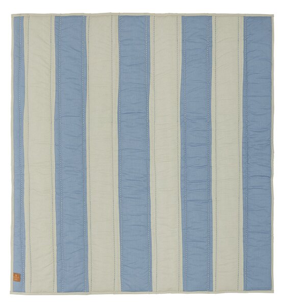 OYOY Striped quilted blanket 130x140 cm Blue-clay