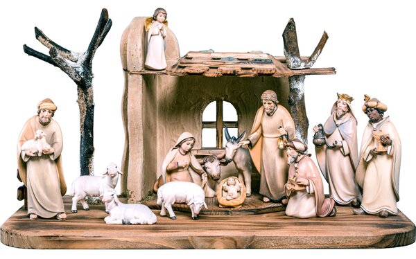 Wooden nativity scene Artis with 14 figures