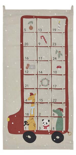 OYOY Bus advent calendar 52x104 cm Clay-red