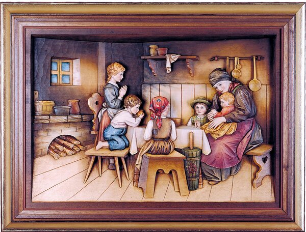 Wooden picture "Praying family"