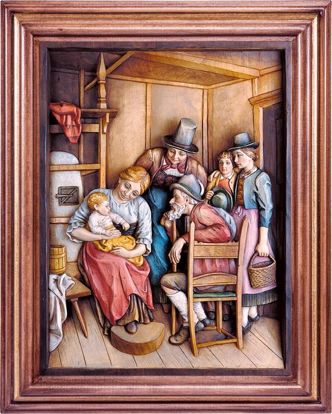 Wooden picture "At the old parents"
