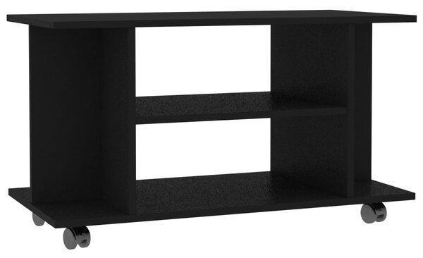 TV Cabinet with Castors Black 80x40x45 cm Engineered Wood