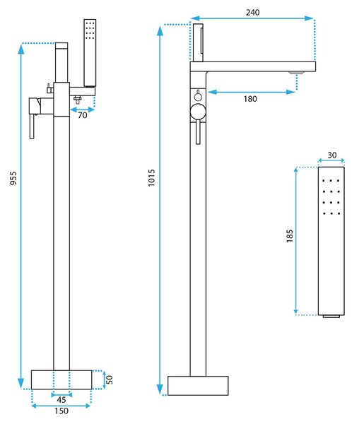 Free-standing faucet Rea Logan Brush Copper