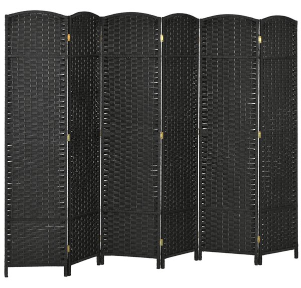 HOMCOM 6 Panel Folding Room Divider, Freestanding Privacy Screen for Living Room, Bedroom and Office, 240 x 170cm, Black