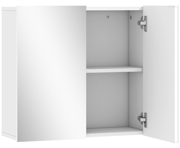 HOMCOM Double-Door Bathroom Mirror Cabinet - White
