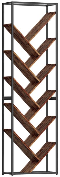 HOMCOM 10 Shelf Industrial-Style Bookshelf - Black/Brown