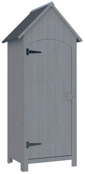 Outsunny Wooden Garden Storage Shed with 3 Shelves, Outdoor Tool Storage Cabinet with Tilt Roof and Lockable Door, 77.5 x 54.2 x 179.5 cm, Grey