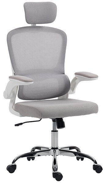HOMCOM Mesh Back Office Chair, with Lumbar Support - Grey