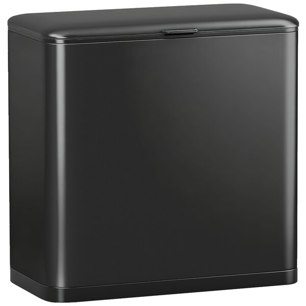 HOMCOM 8L Hanging Kitchen Bin, Rubbish bin with Lid and Removable Inner Bucket for Kitchen Cabinet Door, Under Sink, Office