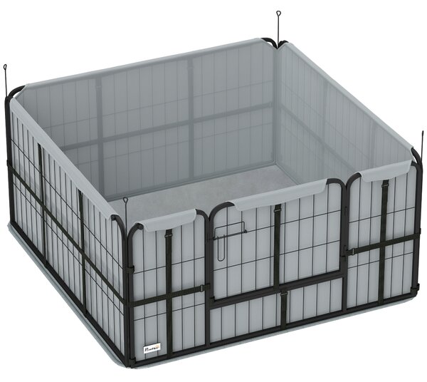 PawHut Steel Dog Whelping Box with Washable Whelping Pad, Wind-Resistant Cloth, for Small, Medium Dogs, 122 x 122 x 60cm