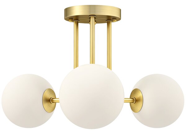 HOMCOM LED Ceiling Light with Globe Shades, Modern 3-Light Ceiling Light with G9 Sockets for Living Room, Bedroom, Dining Room, Bulbs Not Included, Gold Tone
