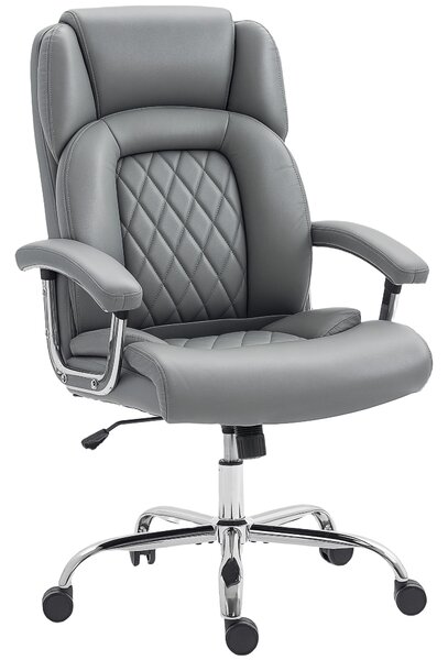 HOMCOM Big and Tall Office Chair 180kg with Spring Cushion, PU Leather - Grey