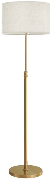 HOMCOM Floor Lamp with Remote, Height Adjustable Standing Lamp with Linen Shade, Dimmable with 3000K-6000K Adjustable Colour Temperatures, Foot Switch for Living Room Bedroom Office, Gold Tone