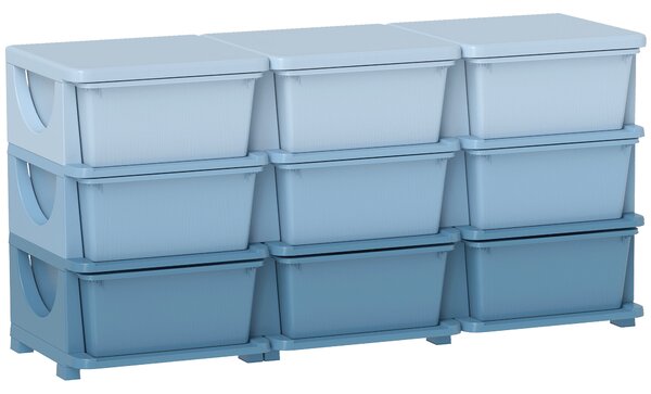 HOMCOM Kids Storage Unit, with Nine Drawers - Blue