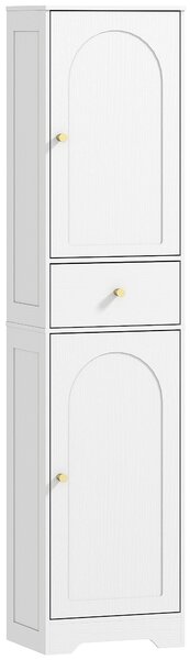 HOMCOM Tall Bathroom Cabinet with Arched Doors - White