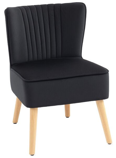 HOMCOM Modern Accent Chair, Fabric Living Room Chair with Rubber Wood Legs and Thick Padding, Black