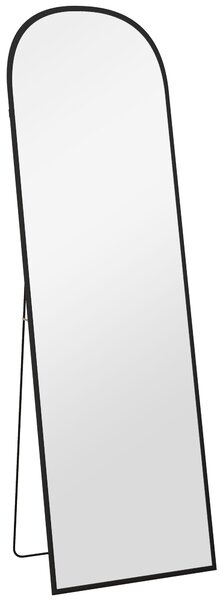 HOMCOM Full Length Mirror, 162x50cm Arched Free Standing Floor Mirror w/ Aluminium Alloy Frame, Hanging or Leaning for Living Room, Bedroom Aosom UK
