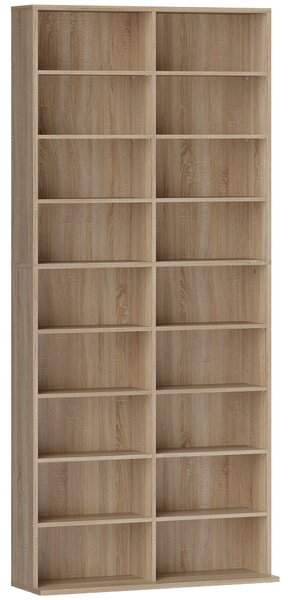 HOMCOM 640 CD Storage Tower - Nature Wood Finish