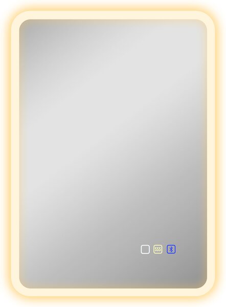 HOMCOM 50 x 70 cm Backlit Illuminated Bathroom Mirror with LED Lights and Bluetooth - Silver Tone