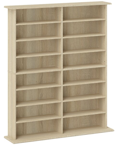 HOMCOM 16-Compartment Media Shelf - Nature Wood Finish