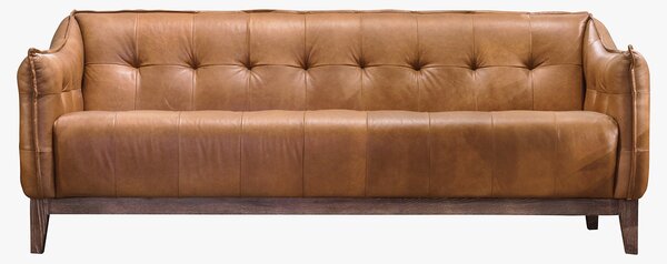 Parker Three-Seater Leather Sofa in Golden Brown