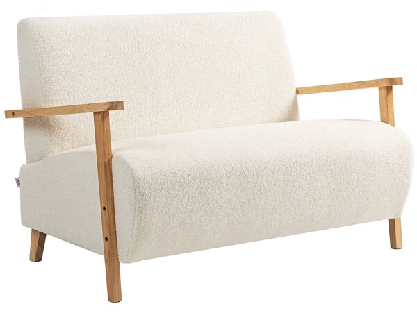 HOMCOM Small Sherpa Fabric 2 Seater Sofa Settee - Cream White