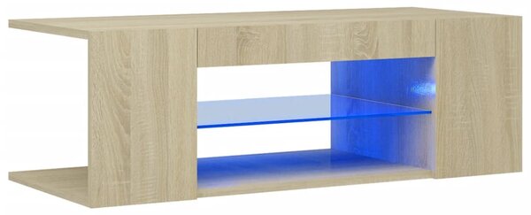 TV Cabinet with LED Lights Sonoma Oak 90x39x30 cm