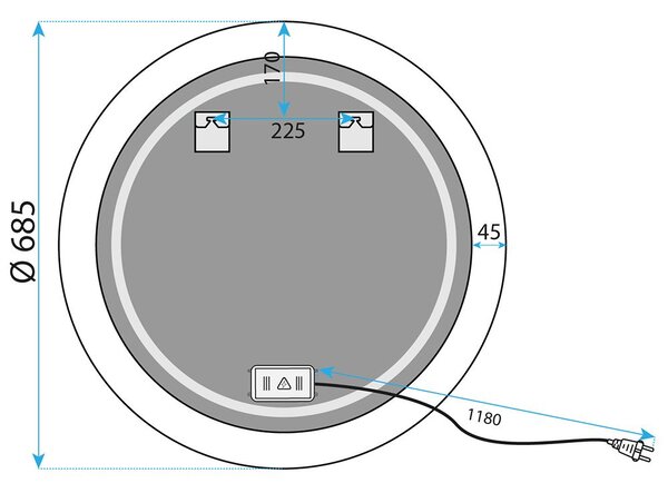 LED wall mirror YH-BL-1 70 cm