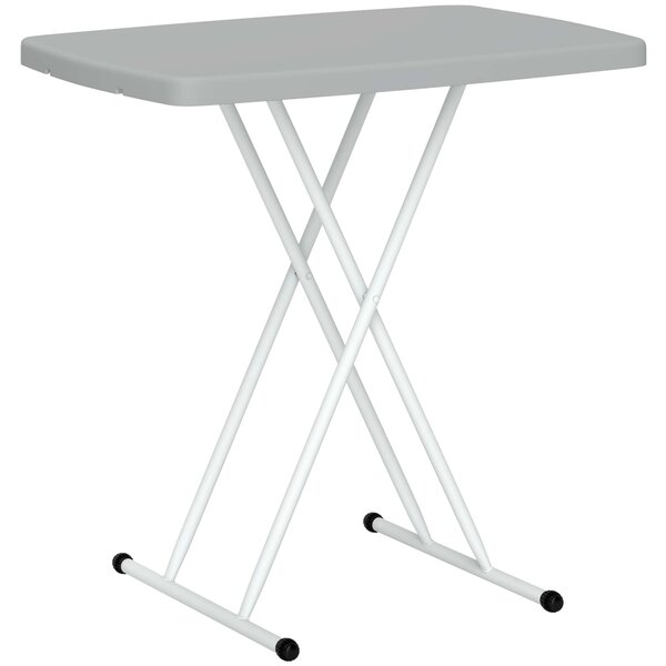 Outsunny Portable Folding Coffee Table, Height Adjustable Garden Table Bistro Table with HDPE Top for Balcony Poolside Deck, Charcoal Grey
