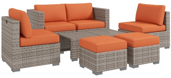 Outsunny 8 Piece Outdoor Patio Furniture Set, Rattan Sofa Set with Footstools and Coffee Tables Aosom UK