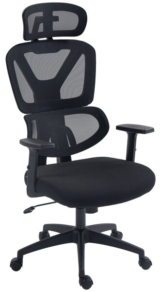 Vinsetto Mesh Office Chair, Height Adjustable Desk Chair with Lumbar Support, Swivel Wheels and Adjustable Headrest, Black