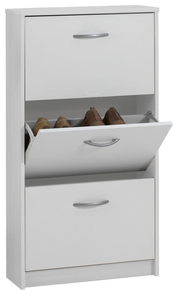 FMD Shoe Cabinet with 3 Tilting Compartments White