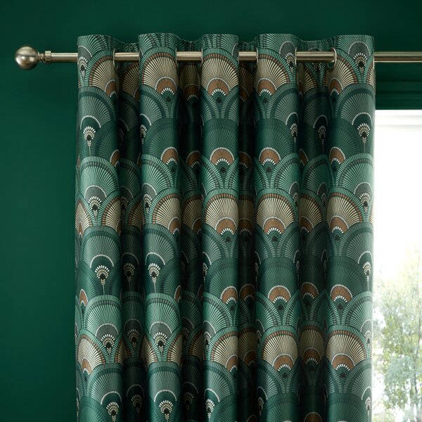 Pierre Fan Emerald Blackout Eyelet Curtains Emerald