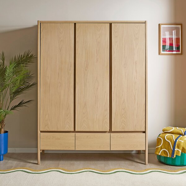 Elements Holmes Triple Wardrobe, Oak Oak