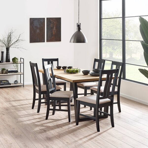 Hilton 6 Seater Dining Table with 6 Hilton Dining Chairs Black