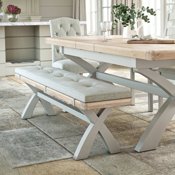 Salcombe Cross Leg Dining Bench, Oak Stone