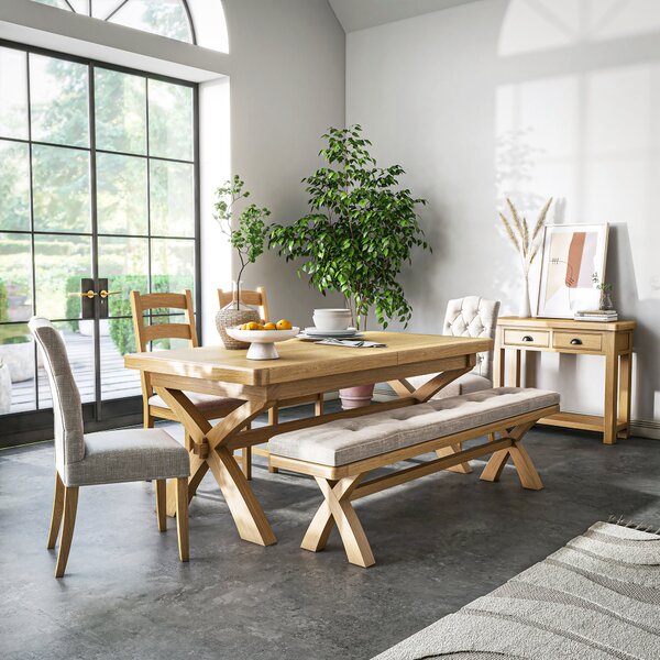 Normandy 6-8 Seater Cross Leg Extendable Dining Table Oak