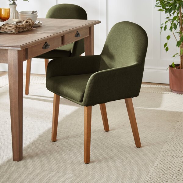 Agnes Carver Dining Chair, Fabric Olive