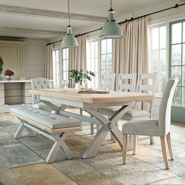 Salcombe 6-8 Seater Cross Leg Extendable Dining Table Stone