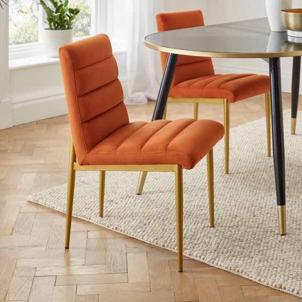 Maddison Dining Chair, Velvet Orange Umber