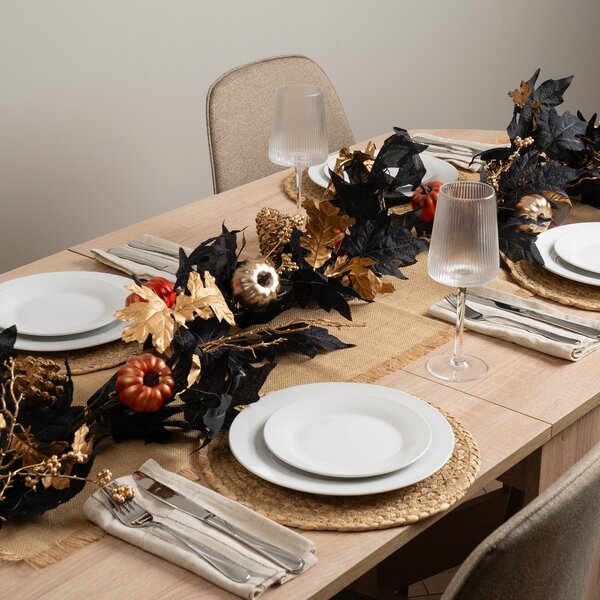 Artificial Black & Gold Pumpkin Garland